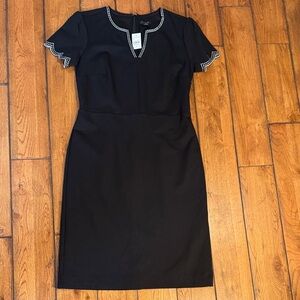 Ann Taylor Black Mini Sheath Dress with White Contrast Trim